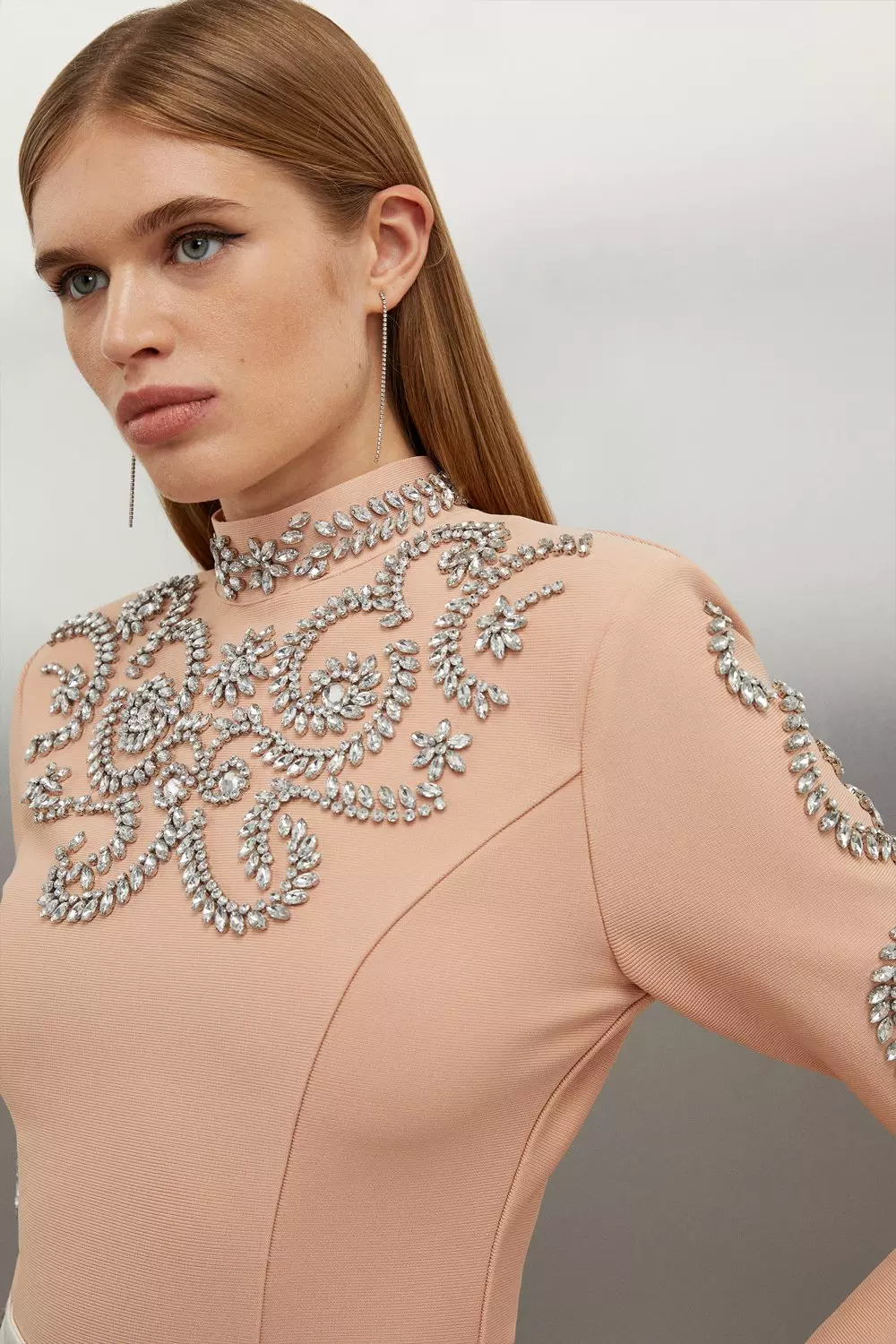 Figure Form Bandage Embellished Knit Top | Karen Millen