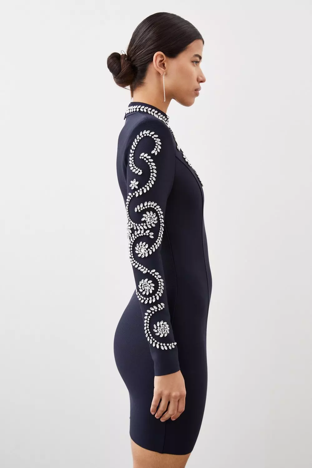 Figure Form Bandage Embellished Knit Mini Dress | Karen Millen