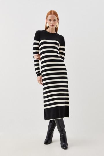 Tall Viscose Blend Knit Stripe Midi Dress stripe