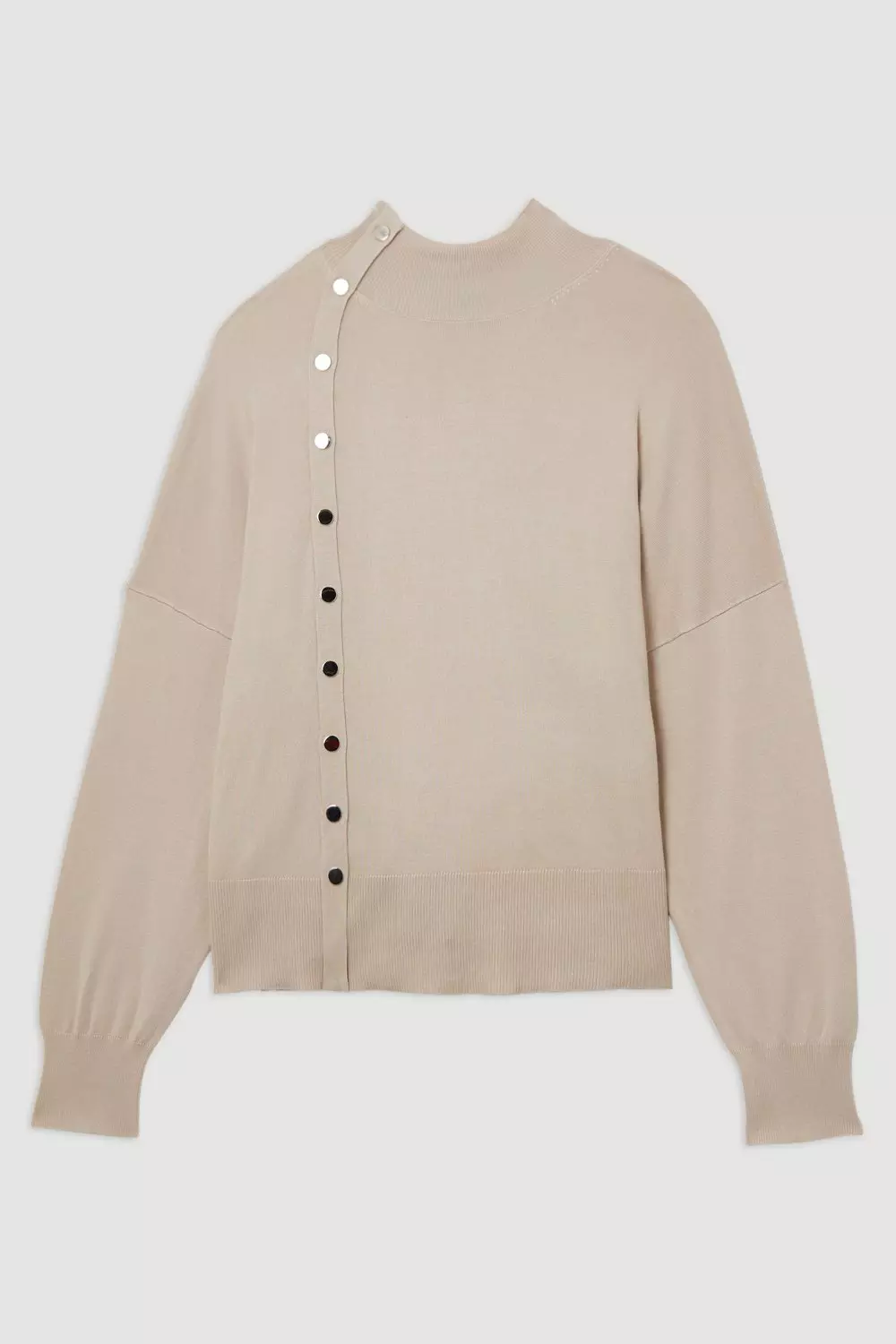 Plus Size Viscose Blend Knit Popper Detail Sweater | Karen
