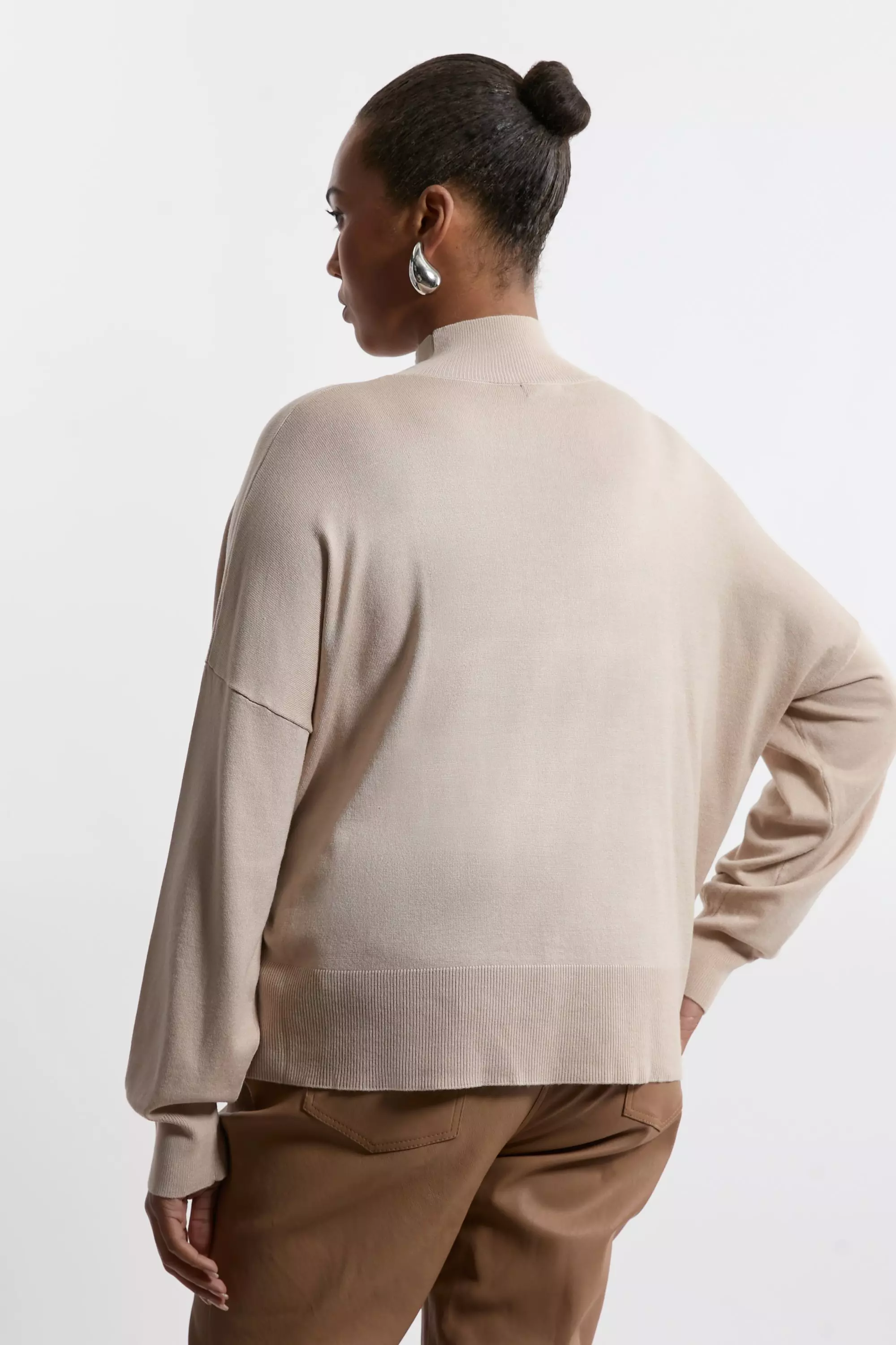 Plus Size Viscose Blend Knit Popper Detail Sweater | Karen