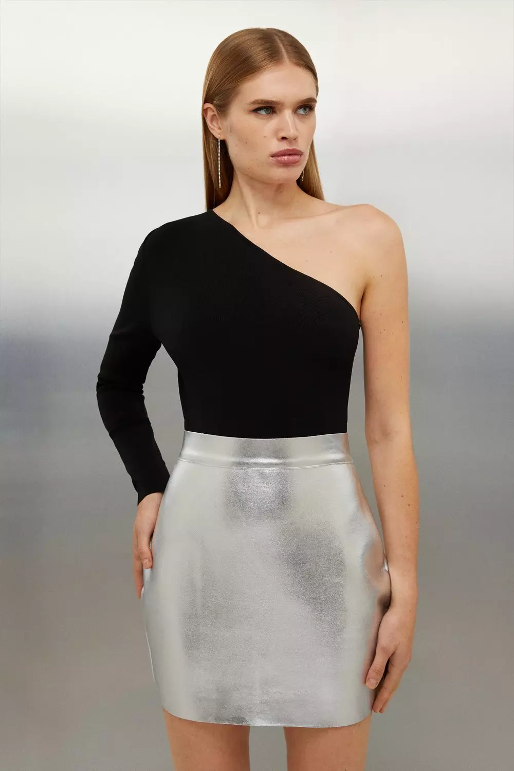 Figure Form Bandage Foiled Knit Mini Skirt Karen Millen