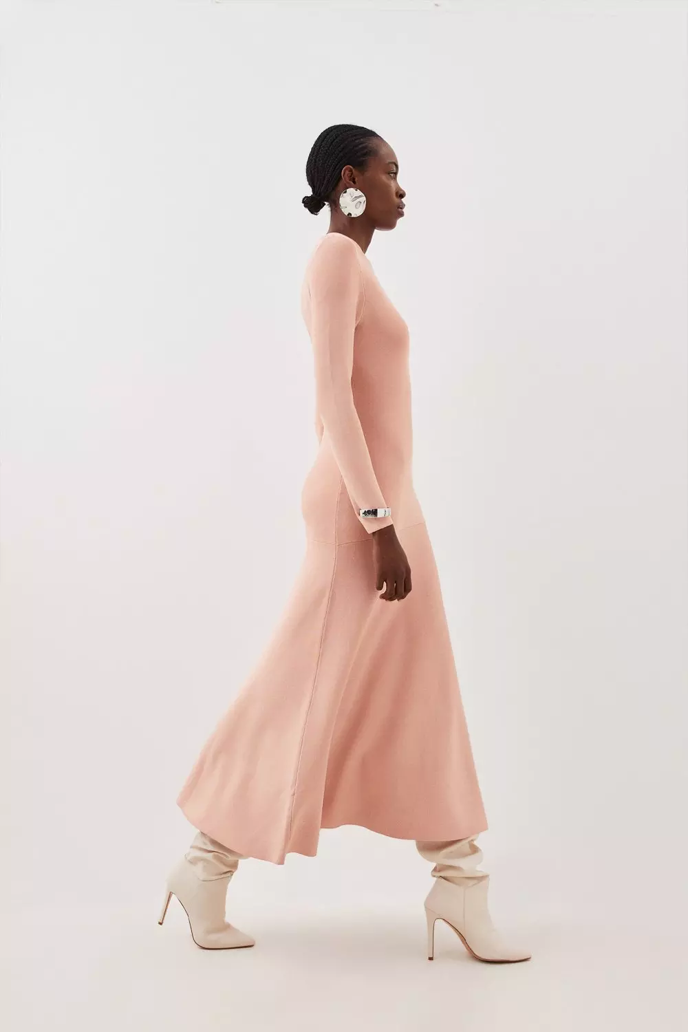 Soft pink Premium Drape Compact Knit High Low Dress alternative image