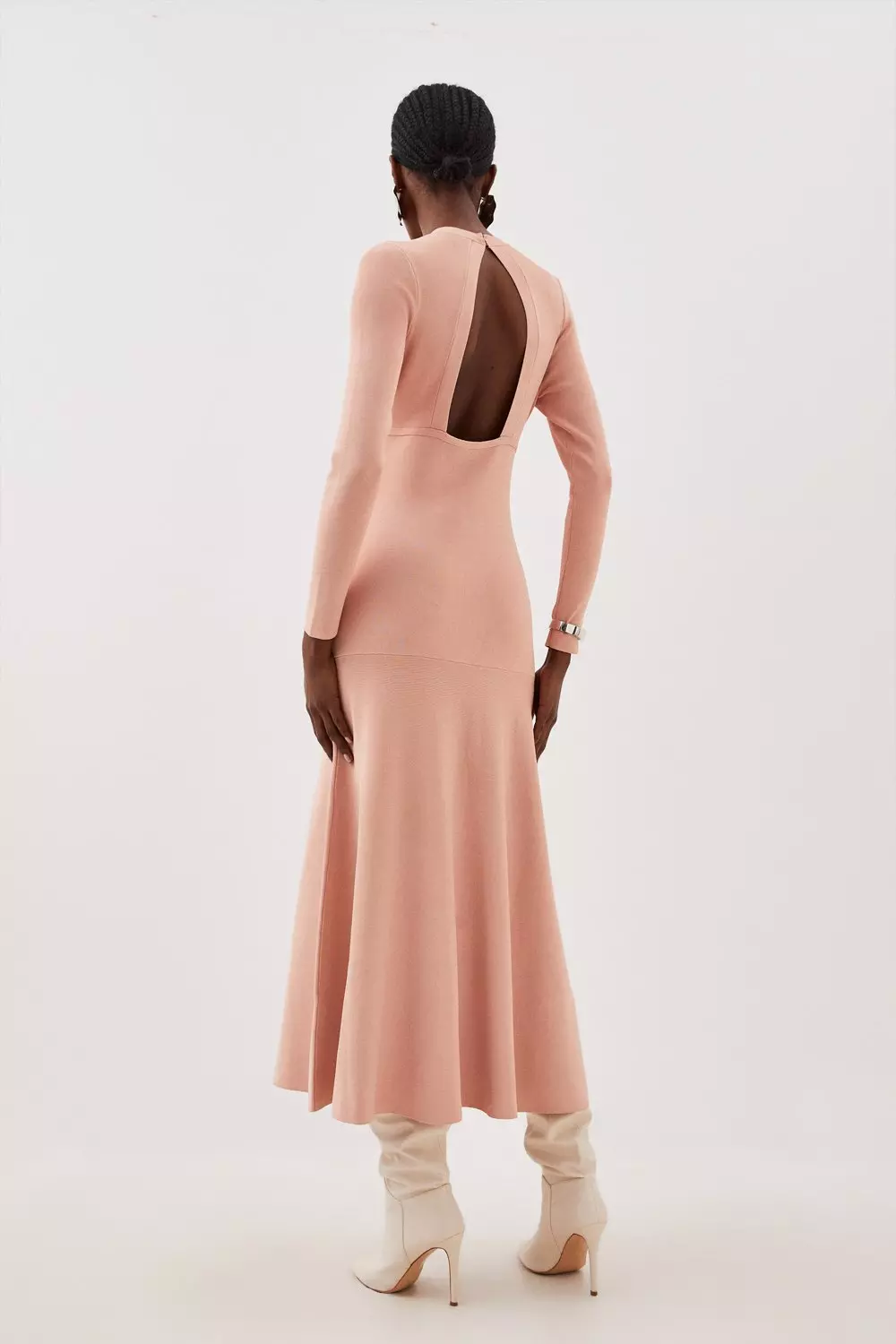 Soft pink Premium Drape Compact Knit High Low Dress alternative image