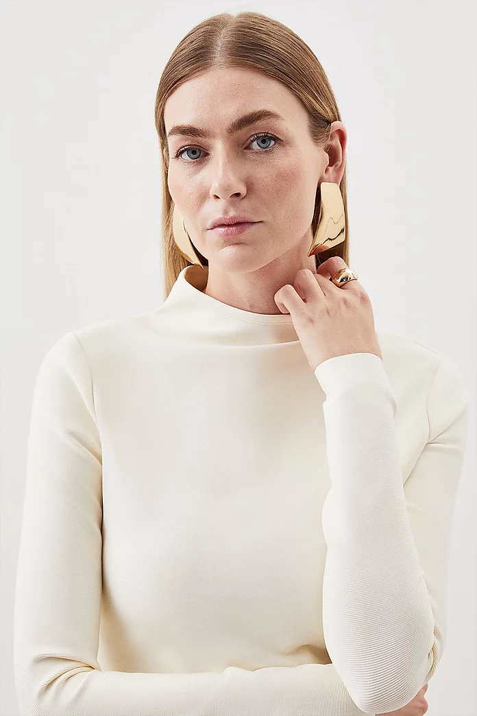 Figure Form Bandage Funnel Neck Knit Top | Karen Millen Figure Form Bandage Funnel Neck Knit Top | Karen Millen