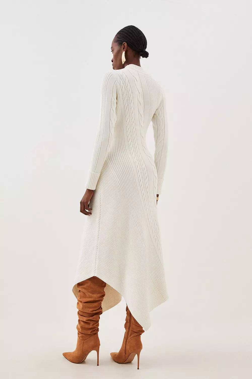 KAREN MILLEN マキシ ドレス ロング Vネック ニット アイボリー bkk19678_natural_xl?$