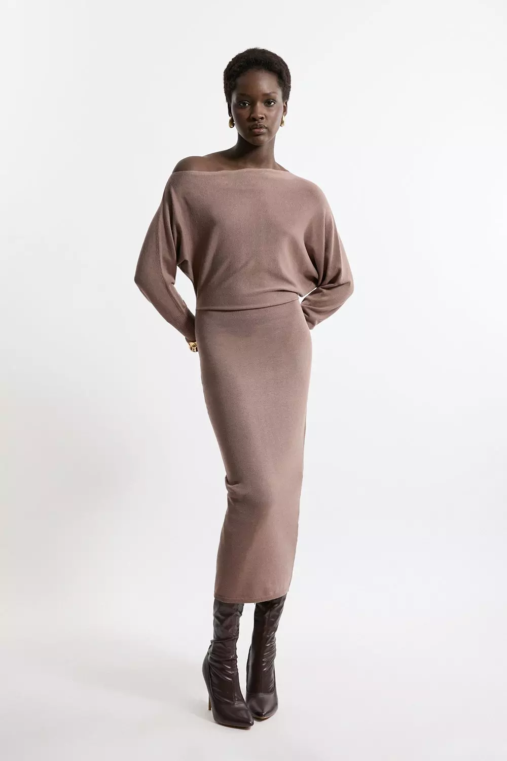 KAREN MILLEN ミダキシドレス ニット 長袖 アシンメトリー 無地 bkk14836_mauve_xl?pdp.template