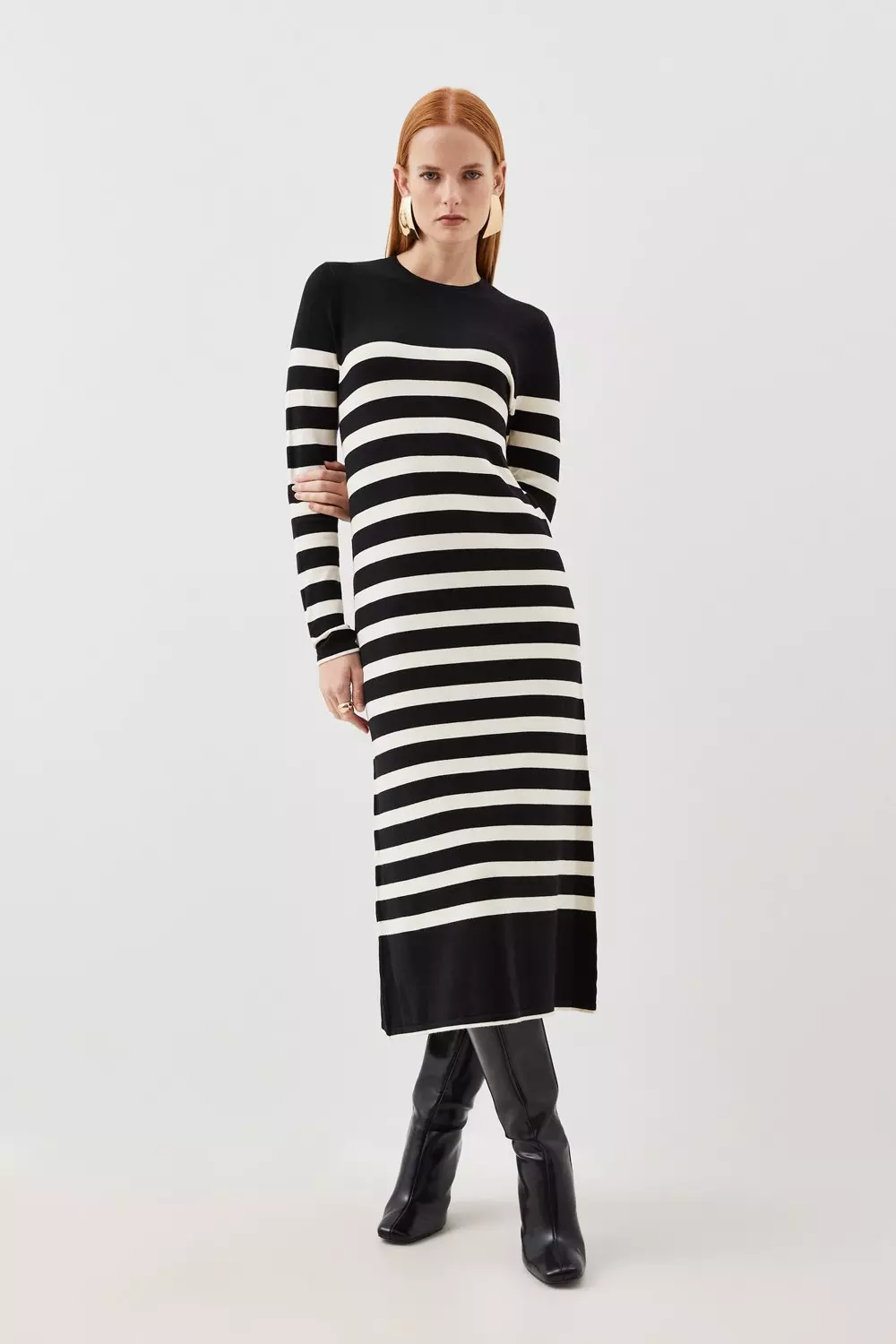 Striped midi sweater dress deals