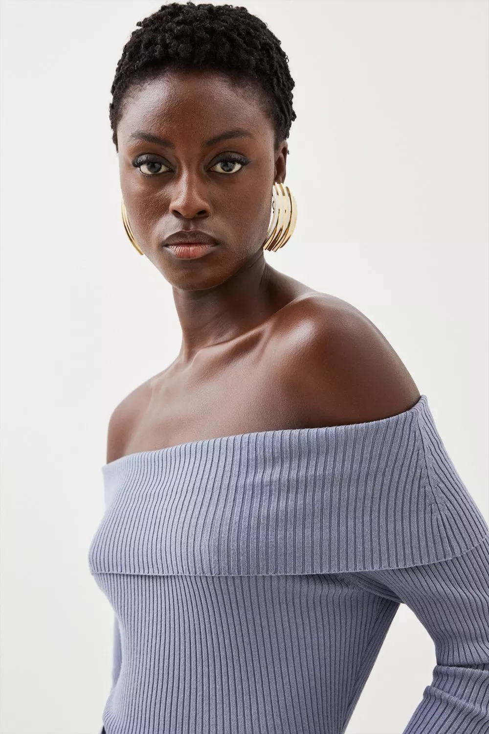 Blue bardot jumper clearance