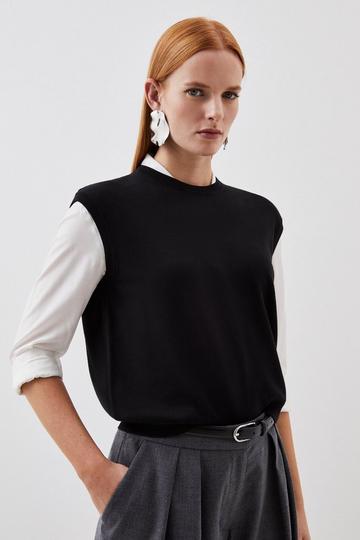 Black Viscose Blend Knit Top