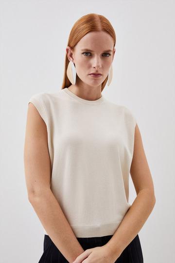 Viscose Blend Knit Top ivory