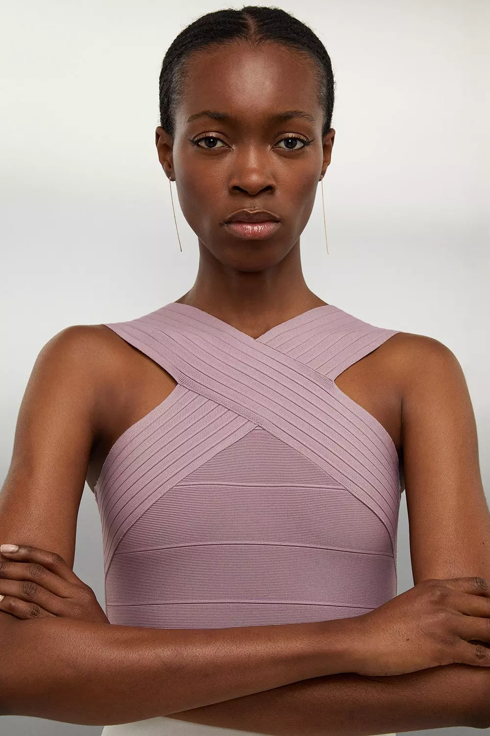 Figure Form Bandage Cross Front Knit Top | Karen Millen