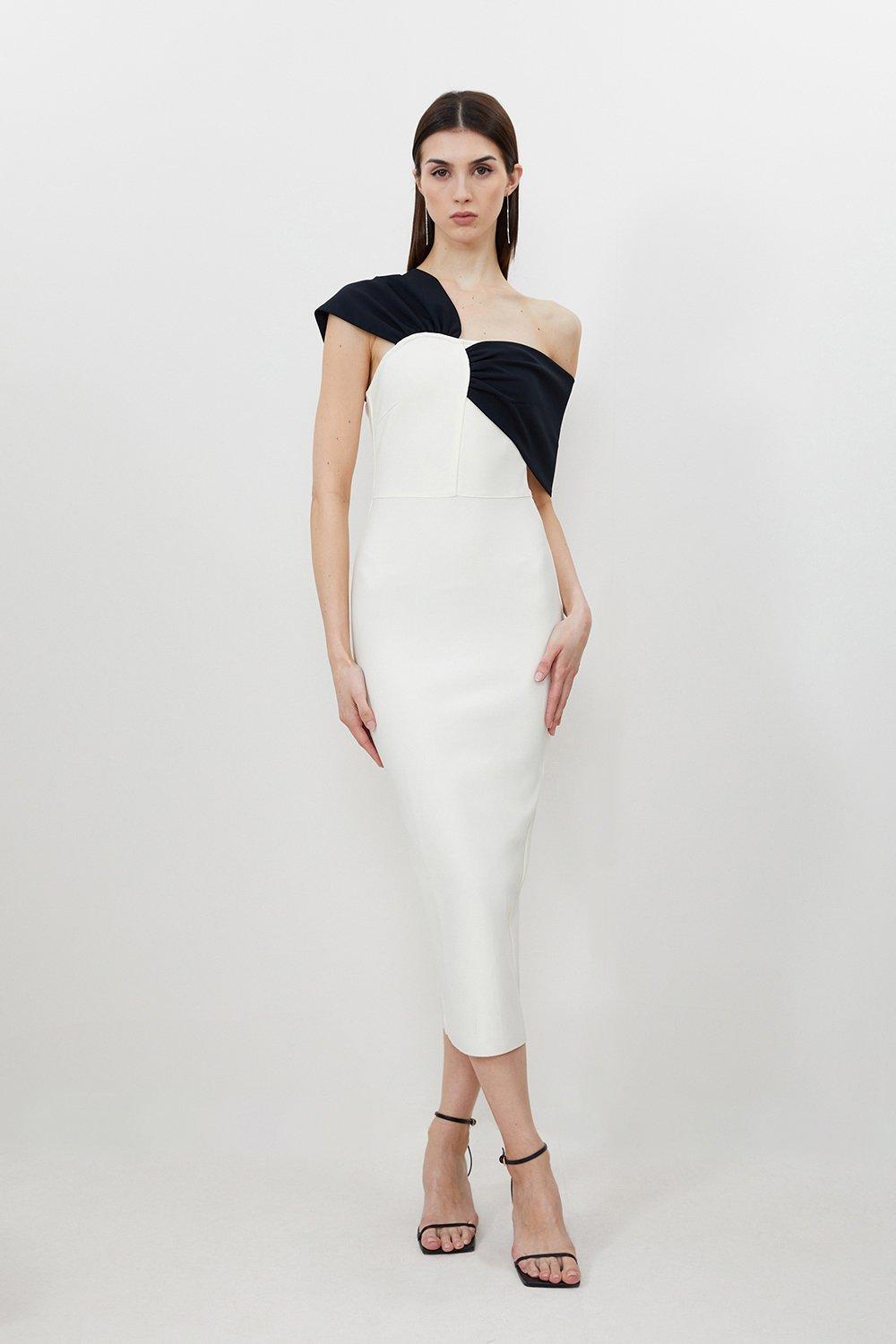 Mid thigh white bandage dress best sale