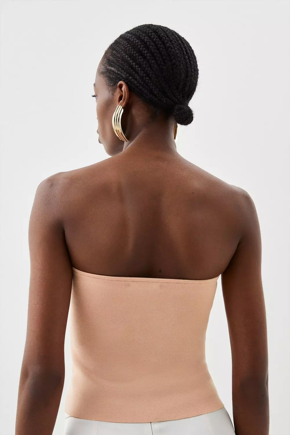 ★Karen Millen★ パームボーダープリントコットンボイルサロン Petite Linen Blend Off The Shoulder Crop Top | Karen Millen