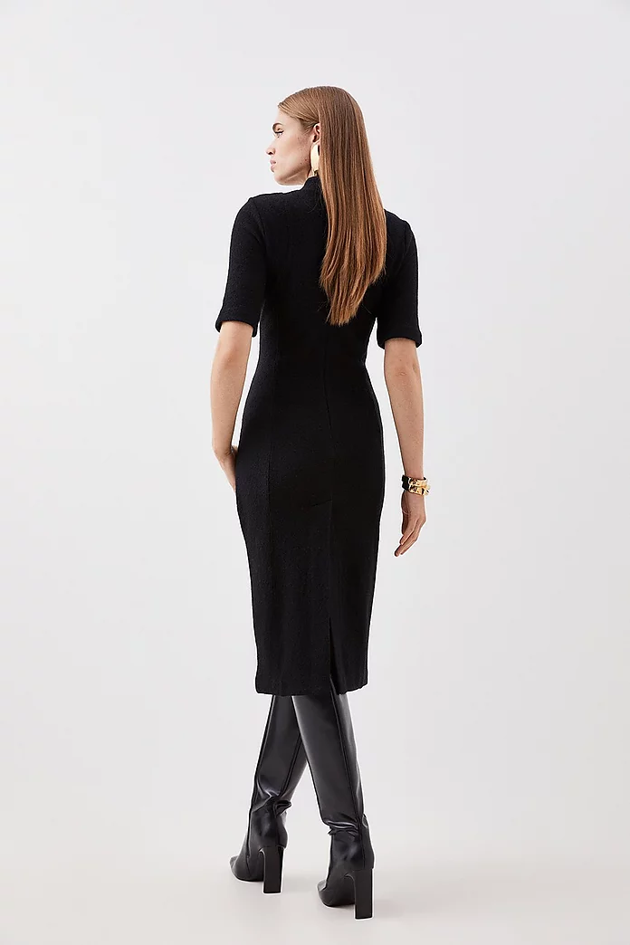 Premium 100% Washed Wool Knit Midi Dress | Karen Millen Premium 100% Washed Wool Knit Midi Dress | Karen Millen