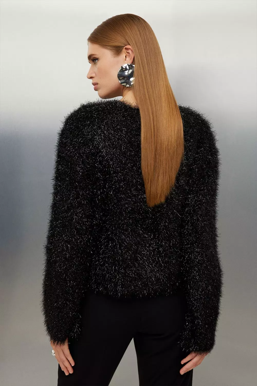 Eyelash Sparkle Knit Jacket | Karen Millen