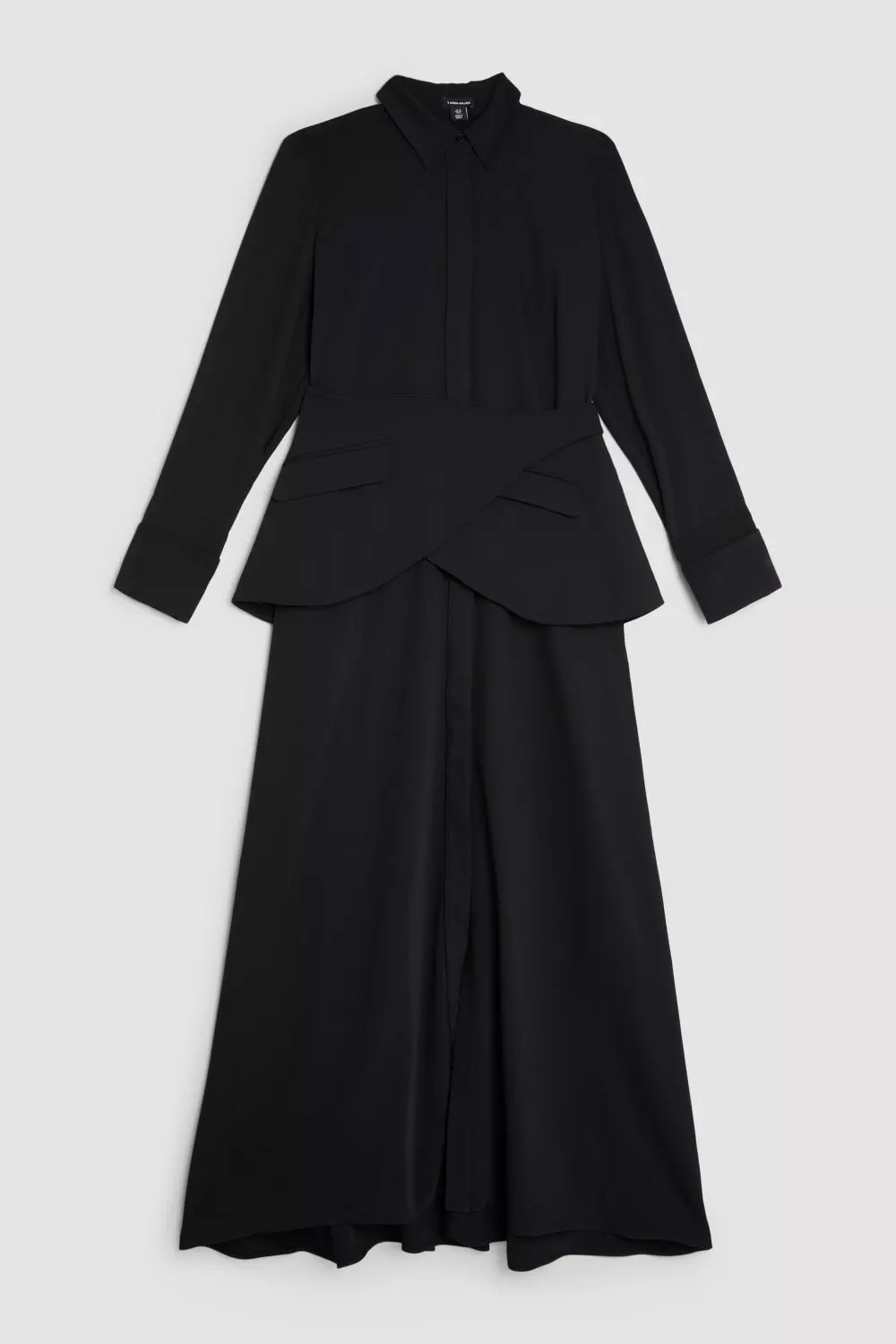 Black Soft Tailored Belted Maxi Shirt Dress alternative image