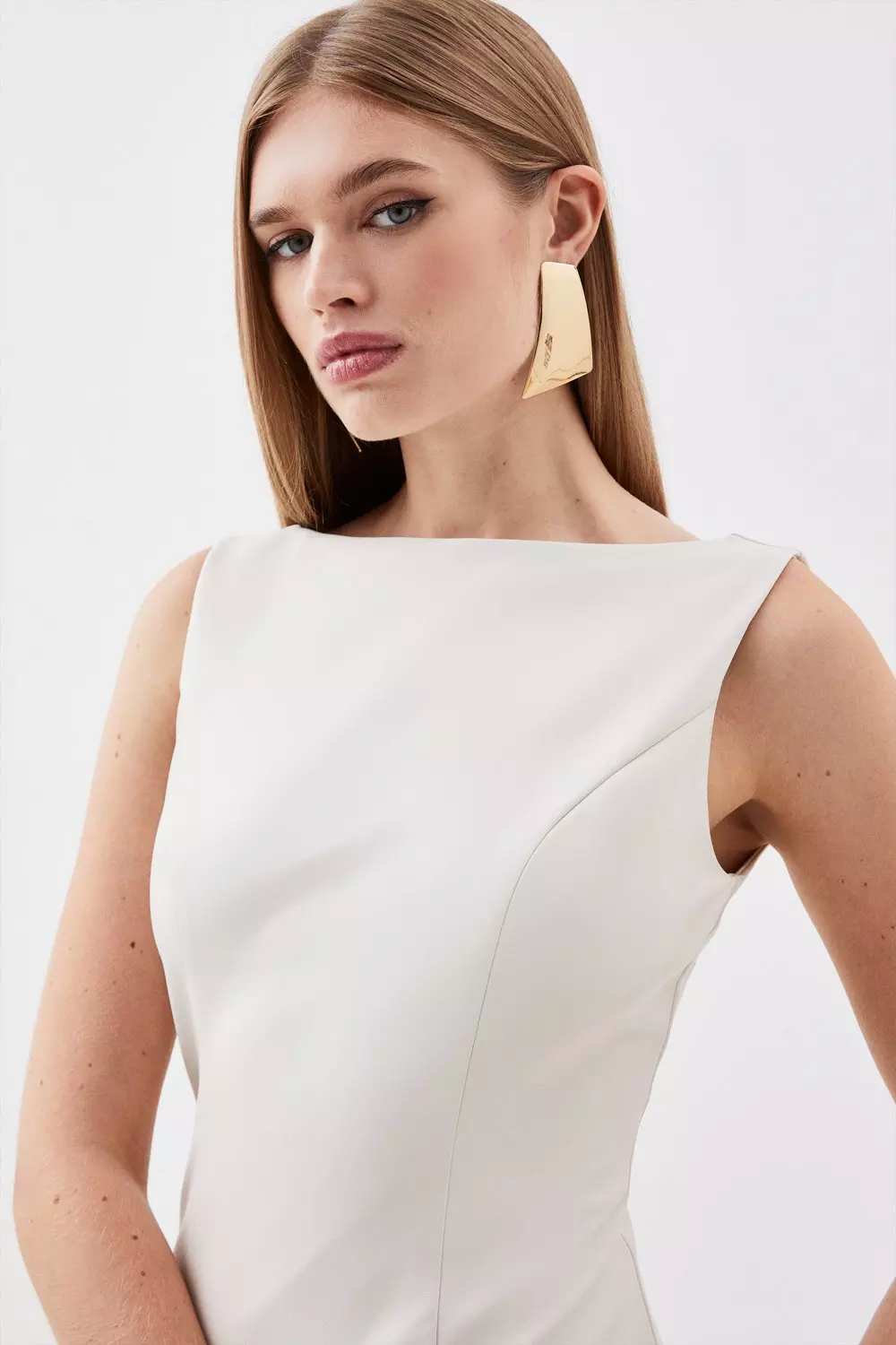 Stretch Lightweight Pu Panelled Midi | Karen Millen