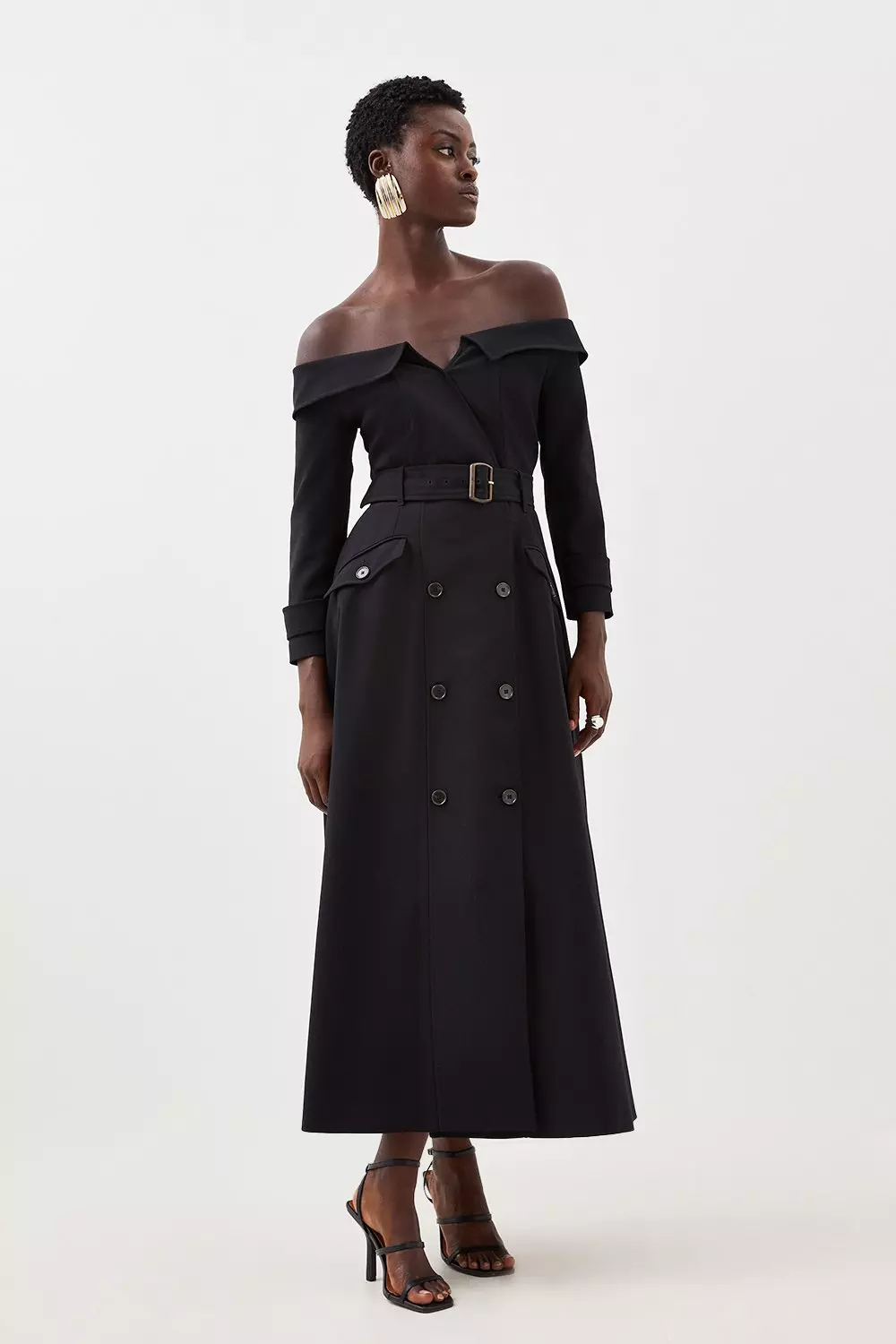 【匿名配送】ローブブラン　Double-belted Melange Dress Double-belted Melange Dress – L'AUBE BLANC