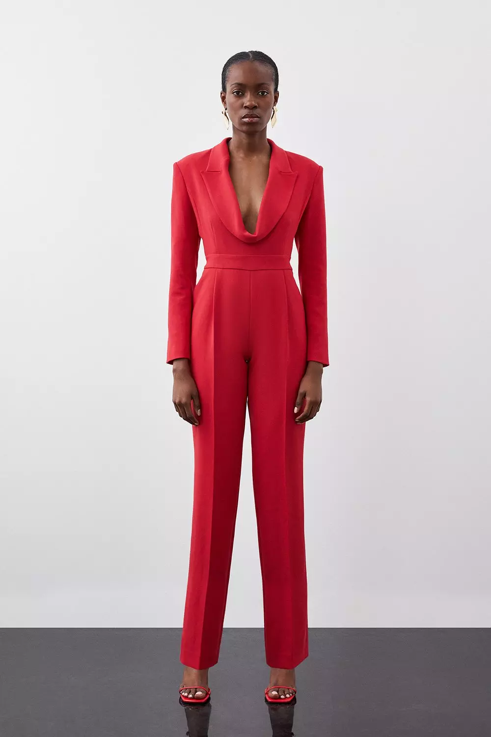 Red jumpsuit with jacket online