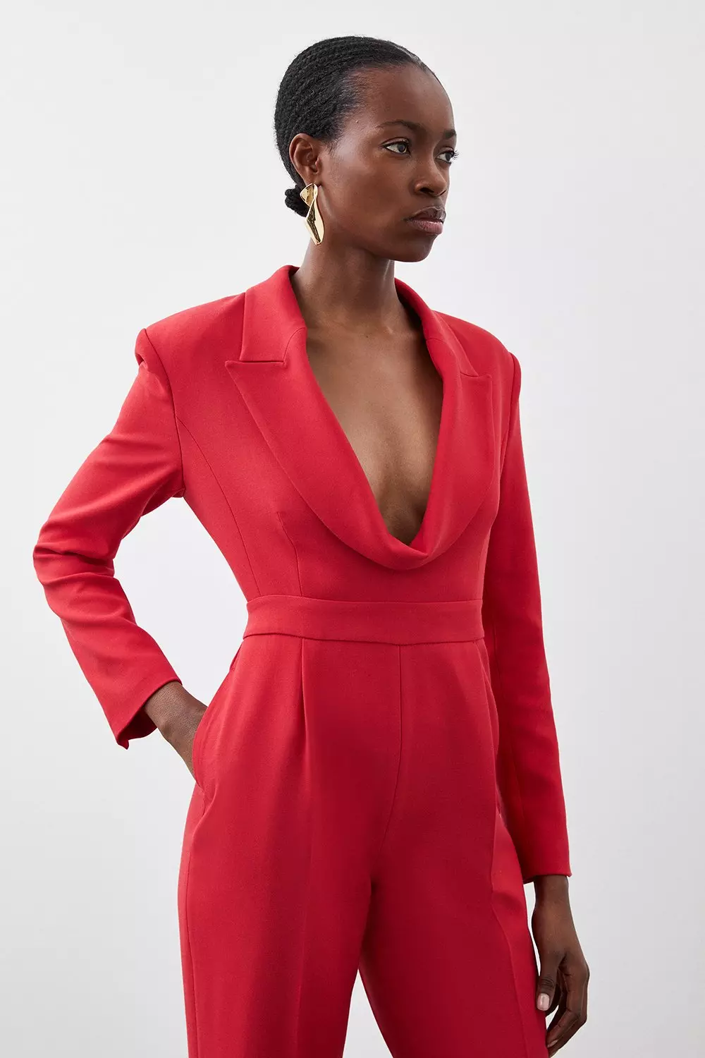 Curved Neckline Tailored Blazer Jumpsuit Karen Millen