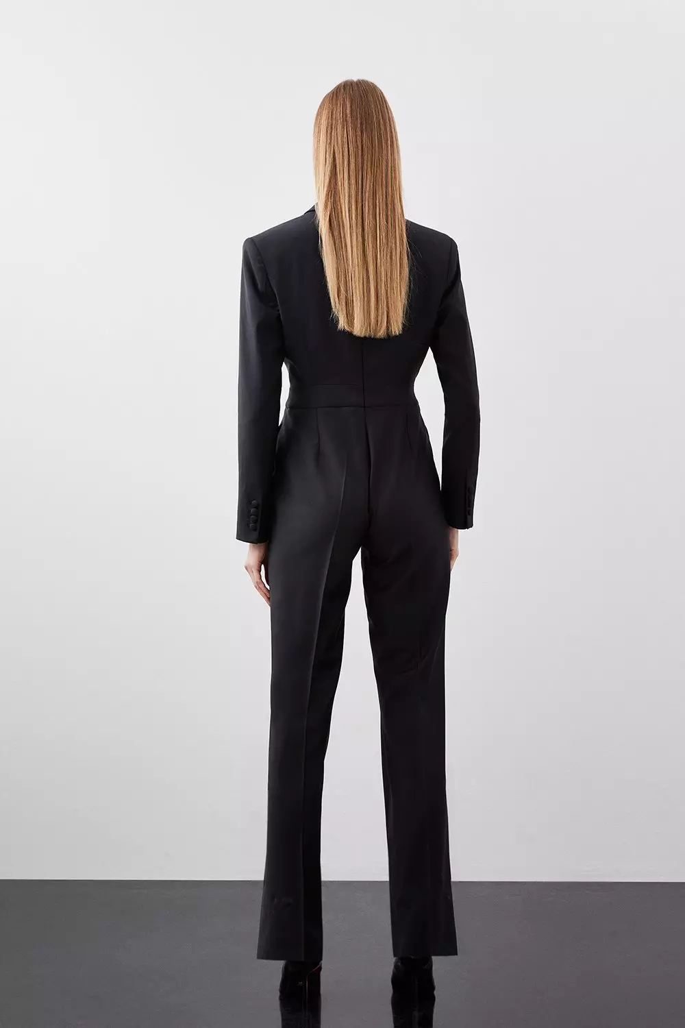 Wool Blend Curved Neckline Tailored Blazer Jumpsuit | Karen Millen