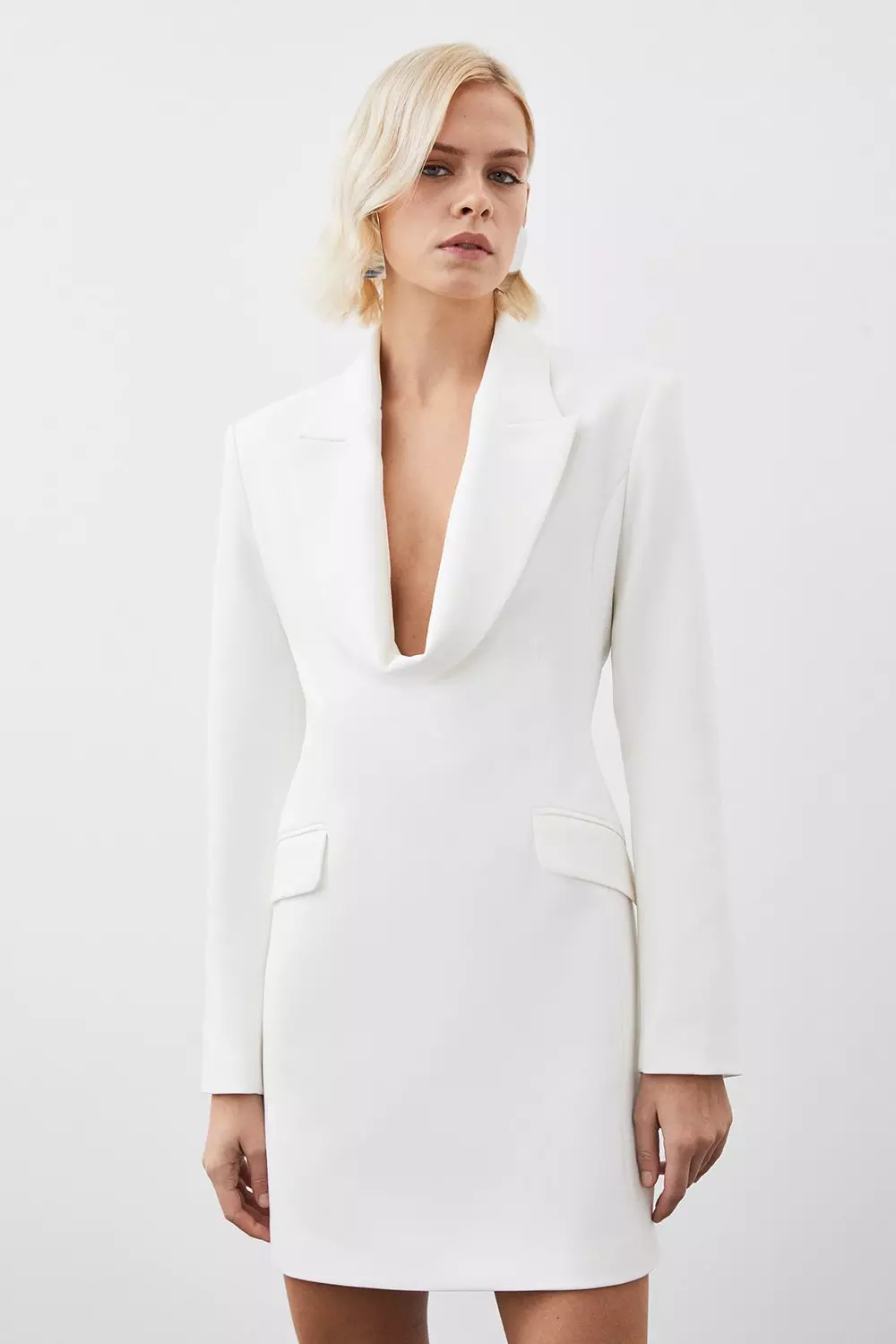 Curved Neckline Tailored Blazer Dress Karen Millen