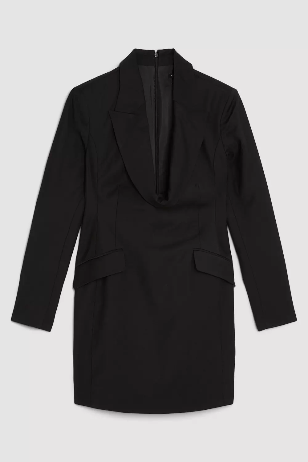 Wool Blend Curved Neckline Tailored Blazer Dress | Karen Millen