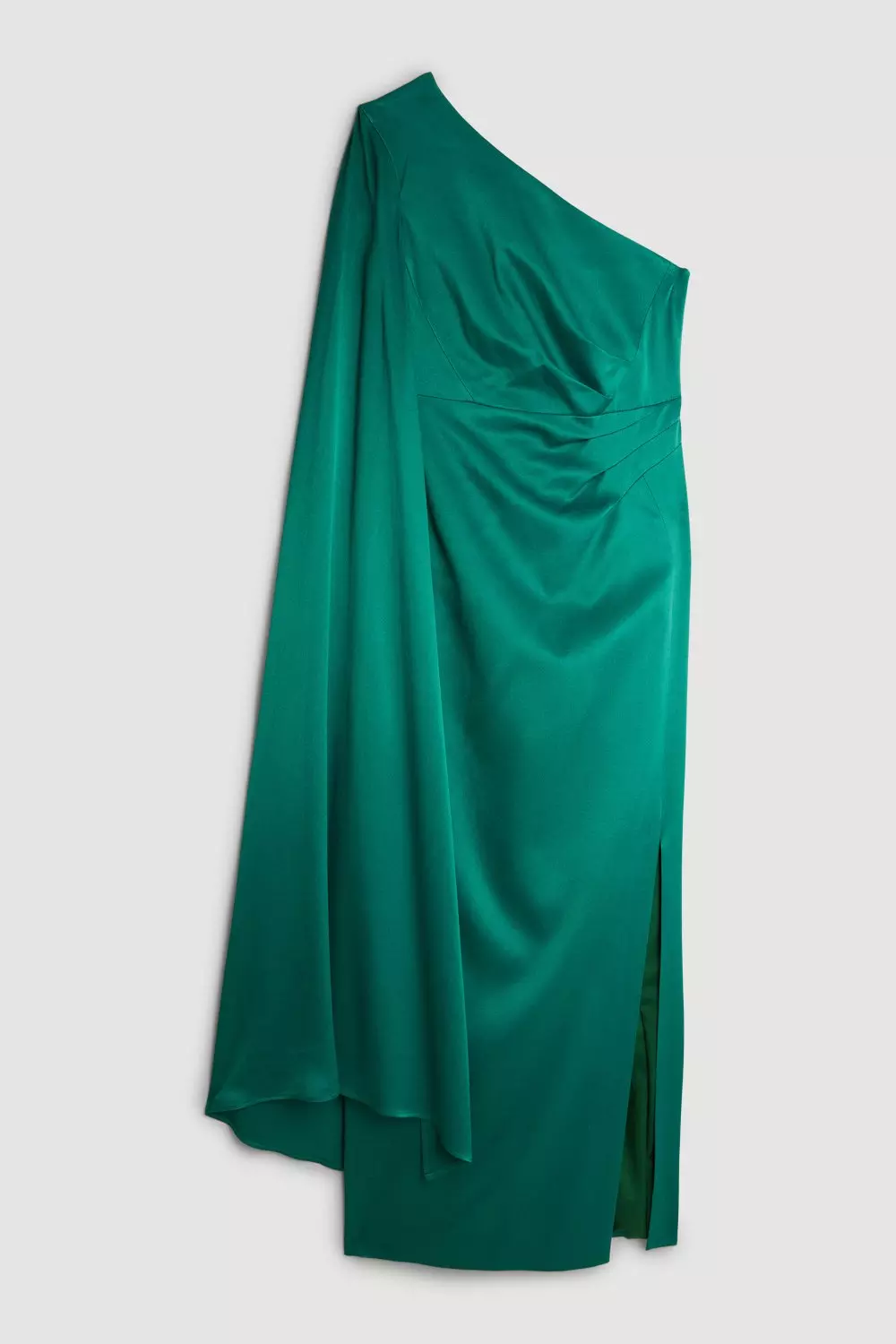 Emerald Tailored Satin Back Crepe Drape One Shoulder Maxi Dress  alternative image