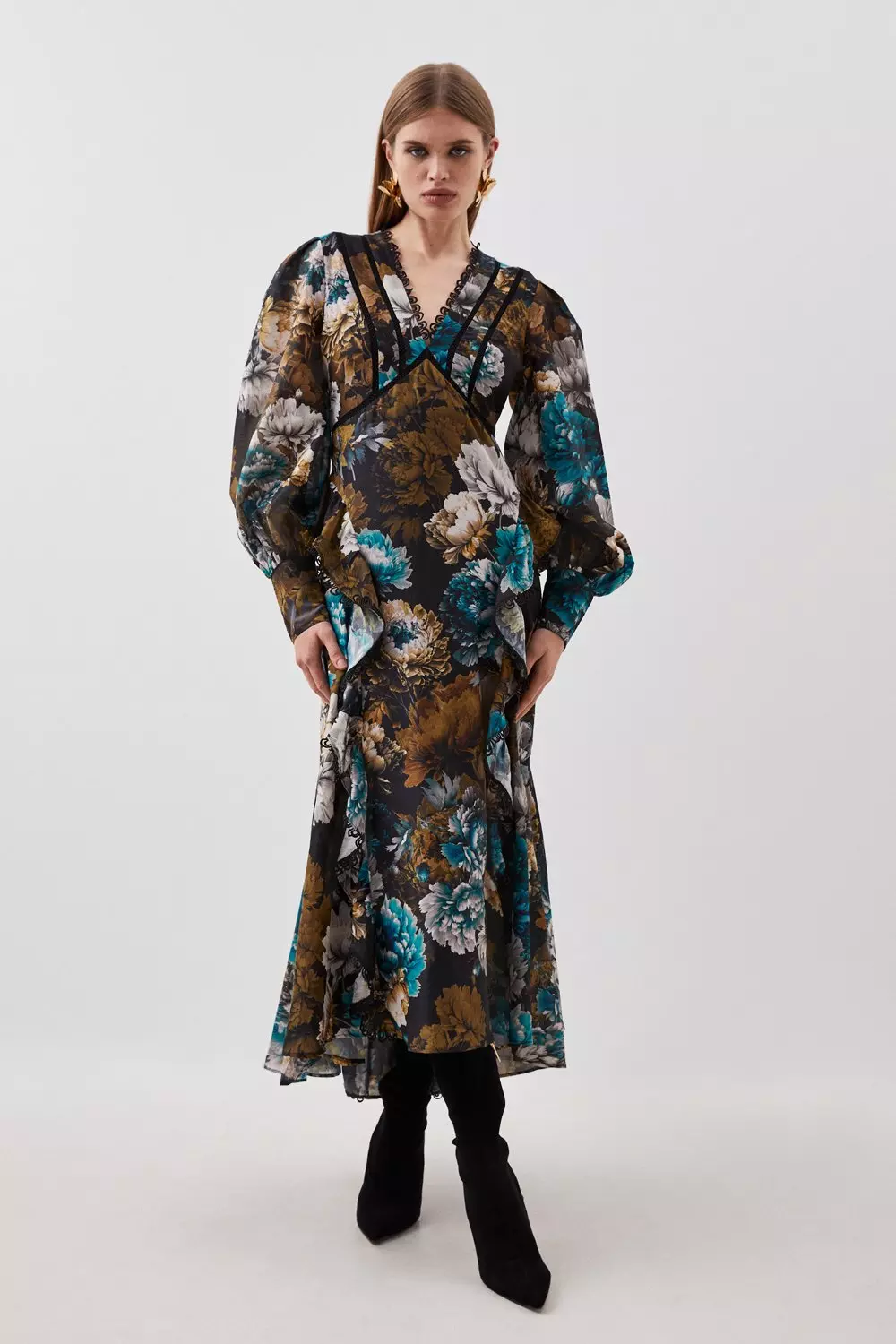 ★Karen Millen★プチテーラードマールフルスカートマキシドレス ☆Karen Millen☆プチテーラードマールフルスカートマキシドレス