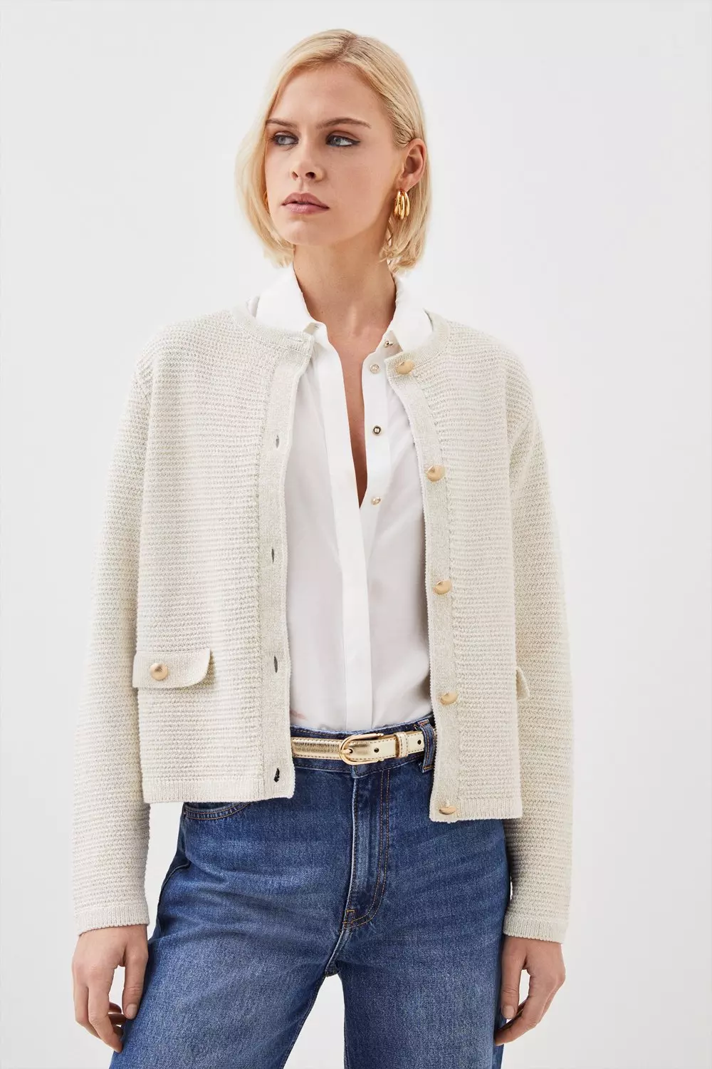 【Karen Millen】ジャカード ニット トリムジャケット KAREN MILLEN Textured Military Trim Knit Jacket | endource