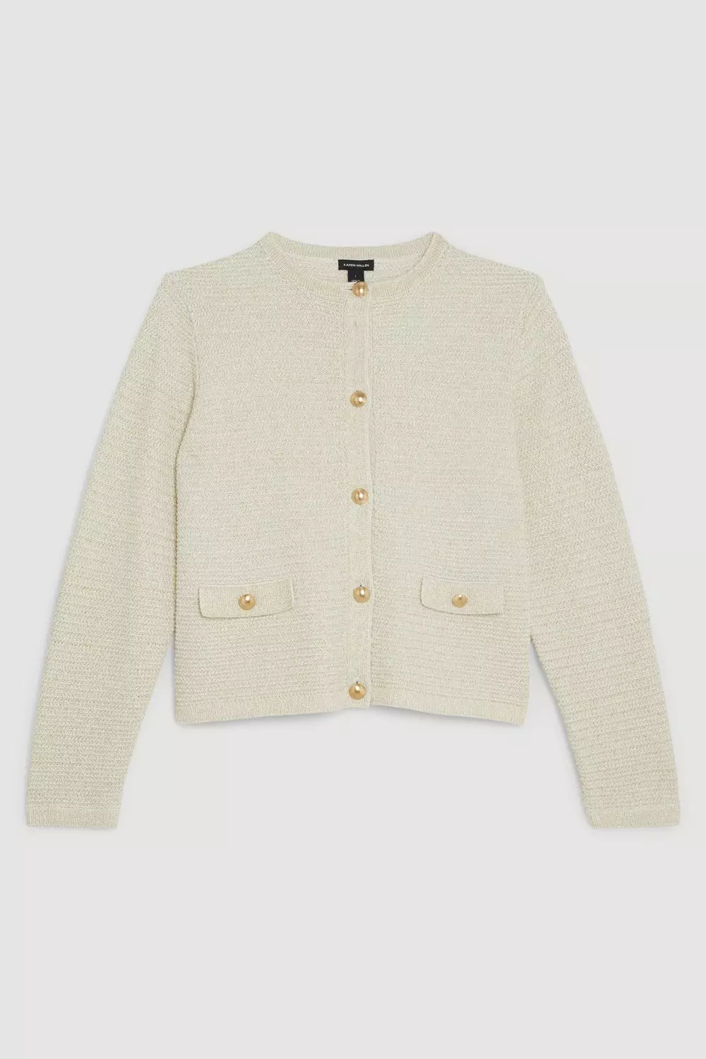 Textured Sparkle Knit Trim Jacket | Karen Millen