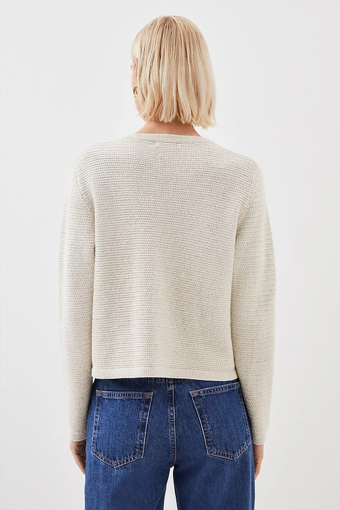 Textured Sparkle Knit Trim Jacket | Karen Millen Textured Sparkle Knit Trim Jacket | Karen Millen