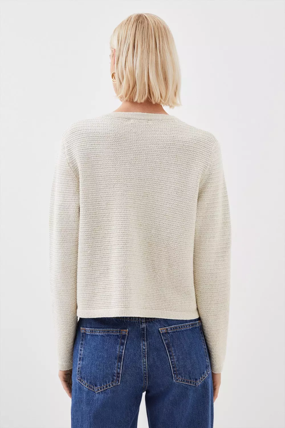 Textured Sparkle Knit Trim Jacket | Karen Millen