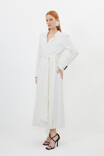 Tailored Polished Viscose Drape Maxi Dress ivory