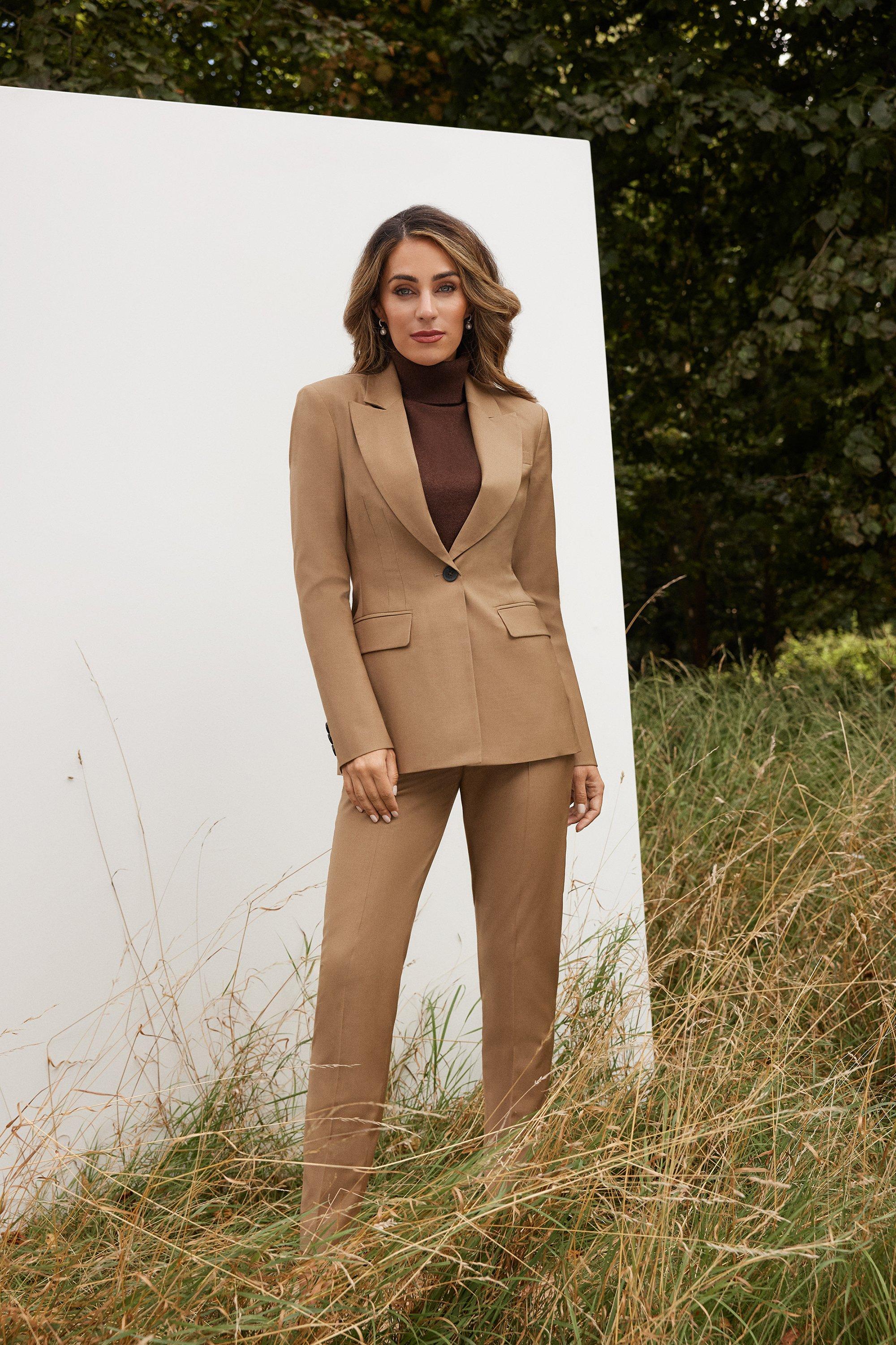 Camel Lydia Millen Wool Blend Slim Leg Tailored Pants