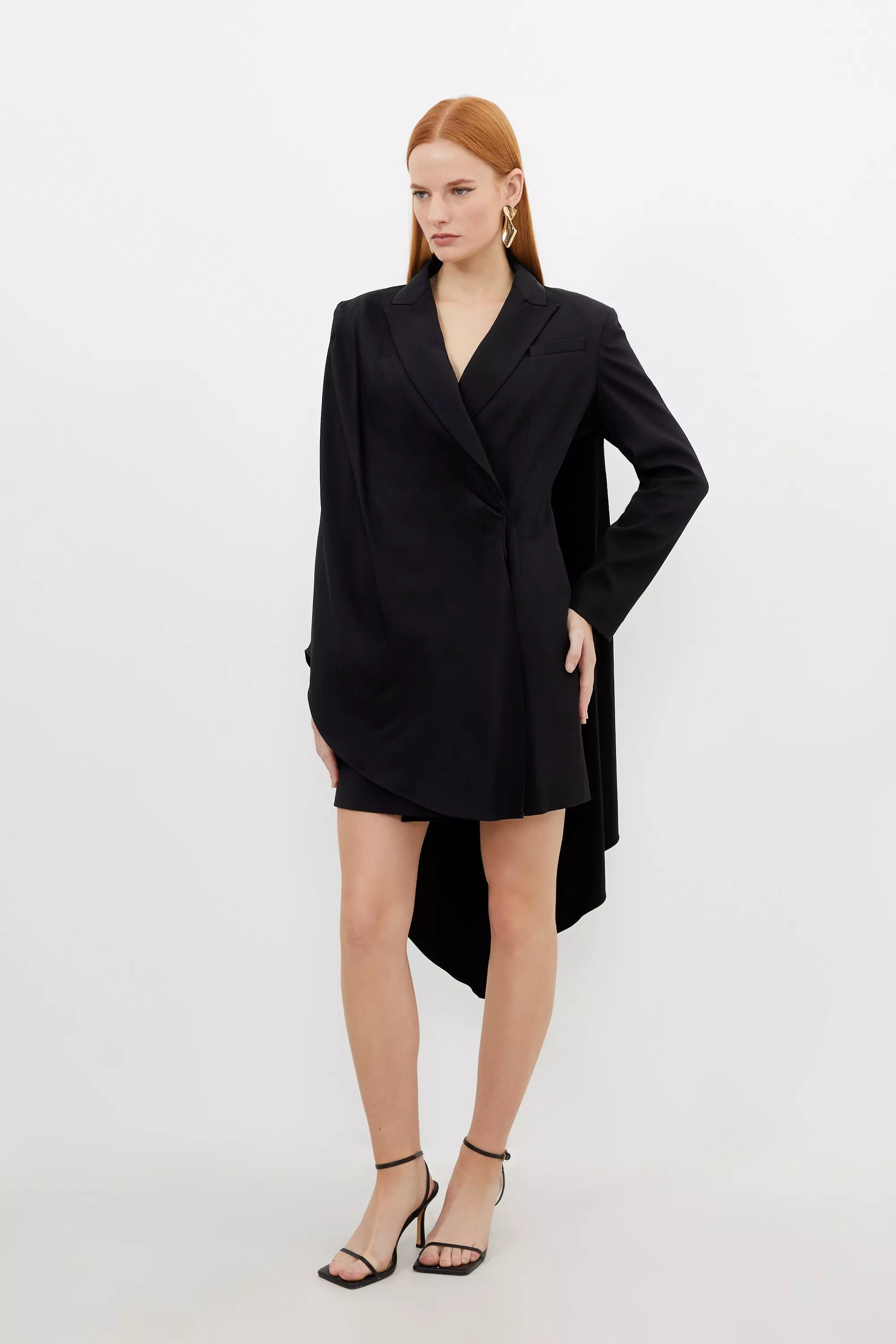 Black cape blazer dress hotsell