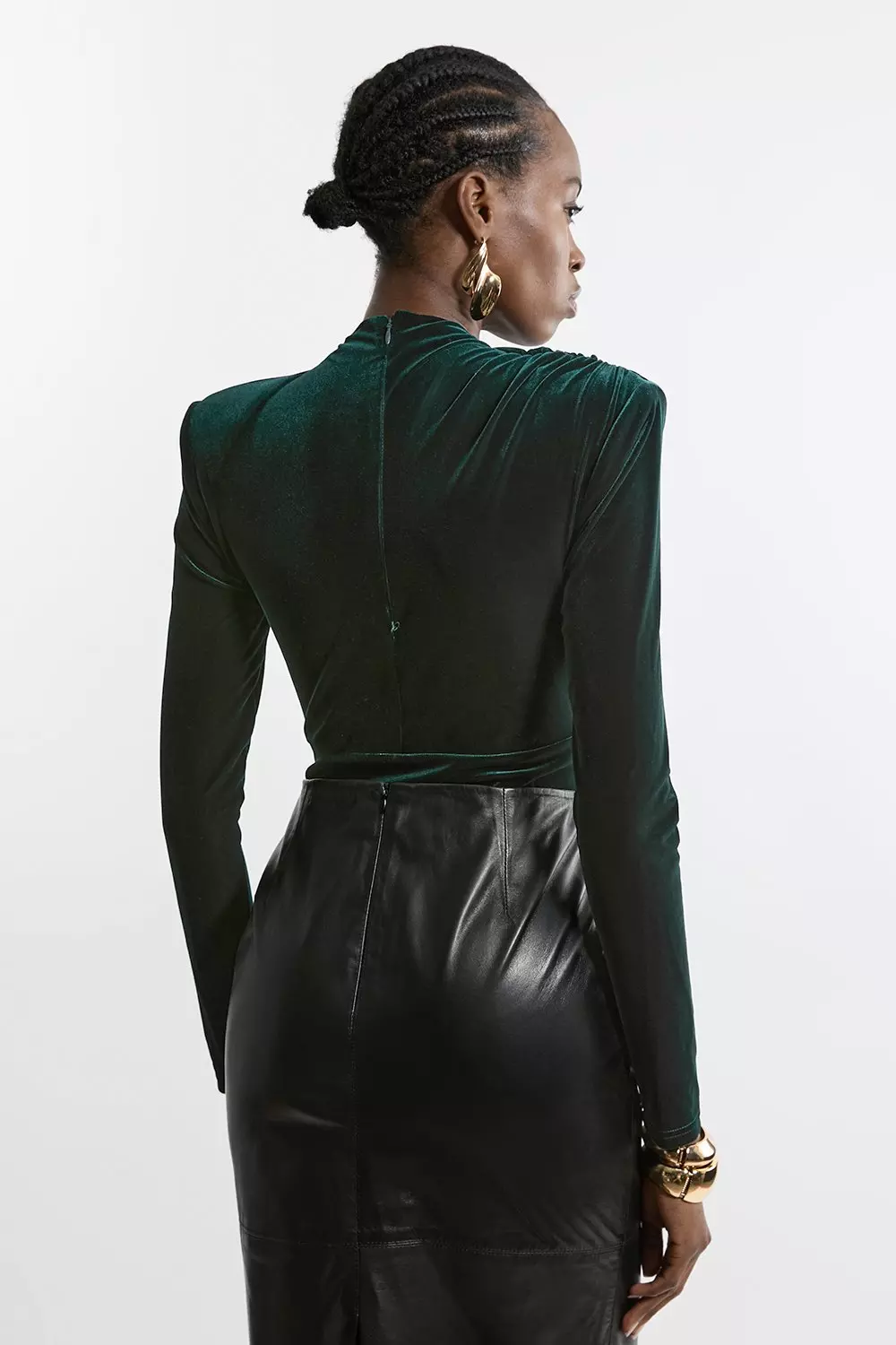 Black Stretch Velvet Bodysuit alternative image