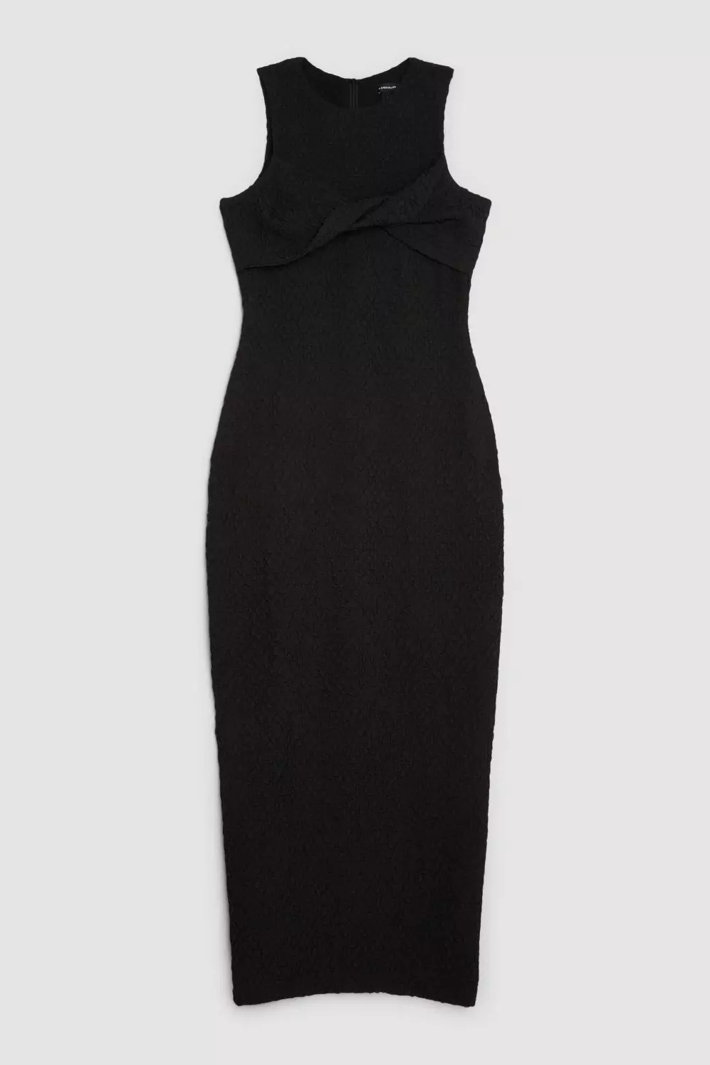 【KAREN MILLEN】リブ スウィートハートネック  ドレス 黒 KAREN MILLEN ストレッチ コントラストスリ−ブ Aライン ドレス