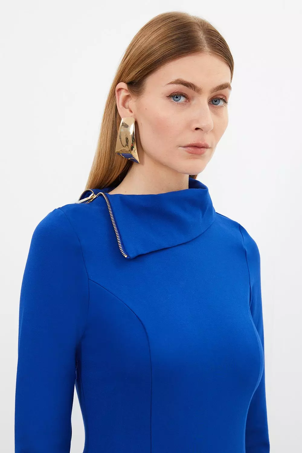 Ponte Zip Detail Midi Dress | Karen Millen