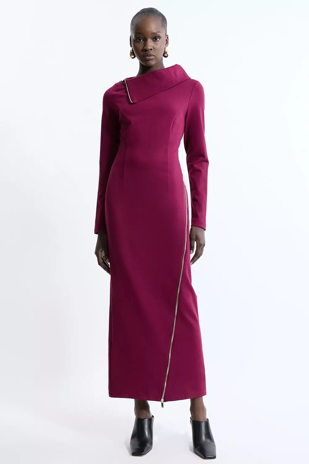 Ponte Zip Detail Midi Dress Karen Millen