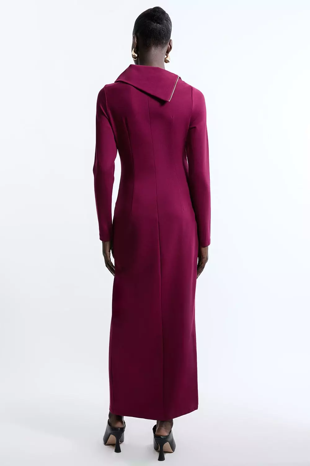 KAREN MILLEN■ジップスリット ポンテエンベロープネック ドレス bkk15022_plum_xl?$