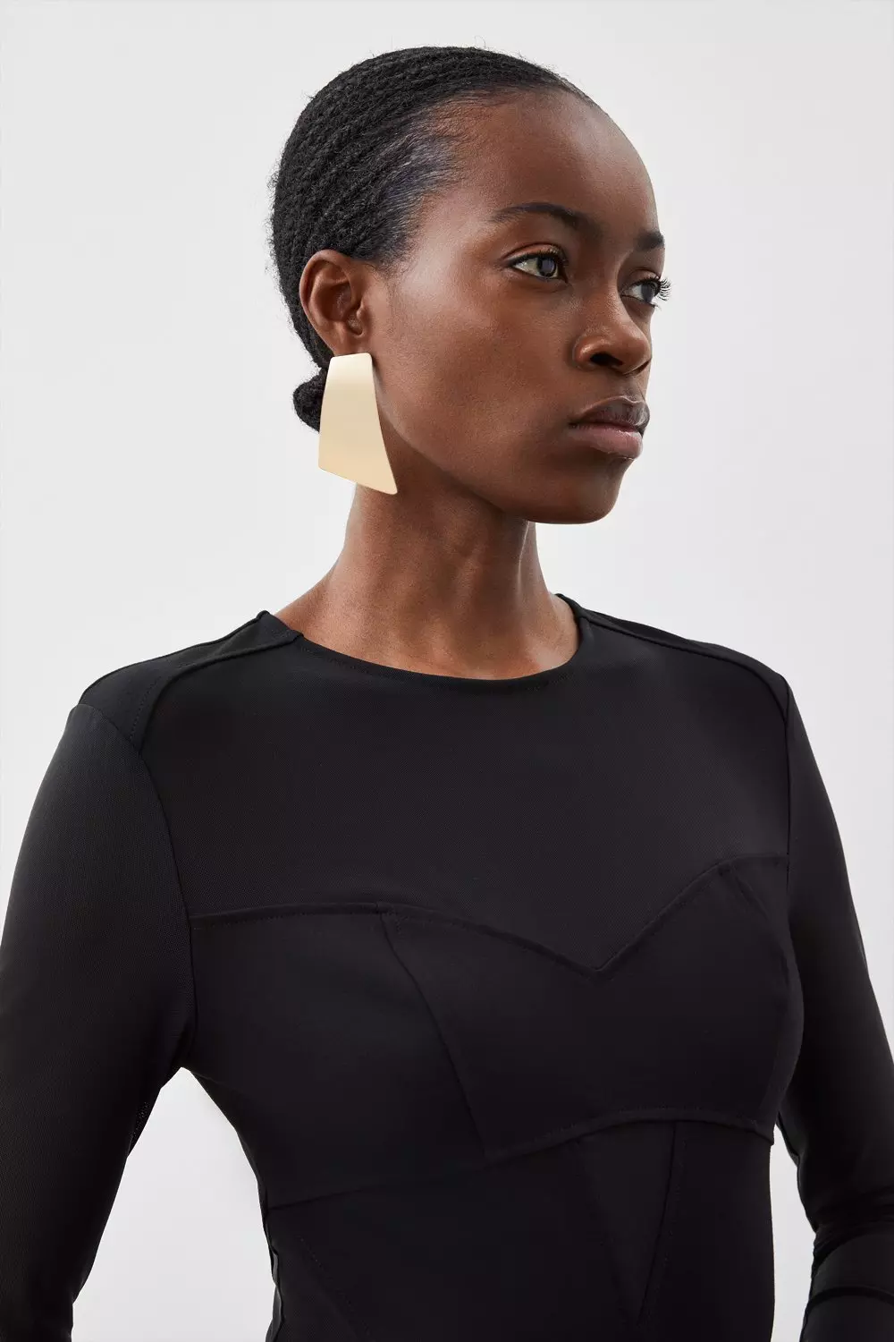 Ponte And Power Mesh Bodysuit | Karen Millen