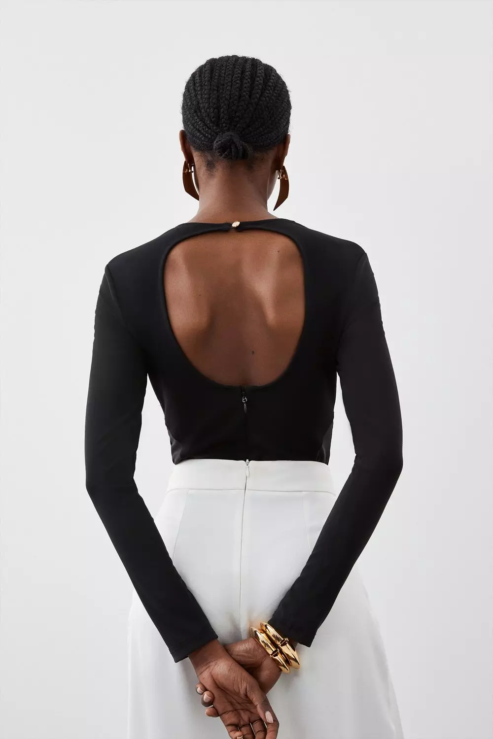 Rhinestone bodysuit Black / Gray - Long sleeves | Maje