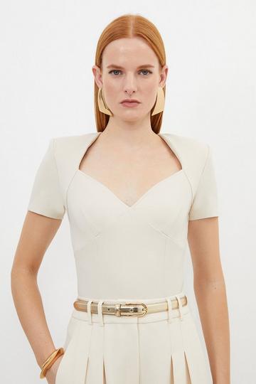 Ponte Short Sleeve Bodysuit cream