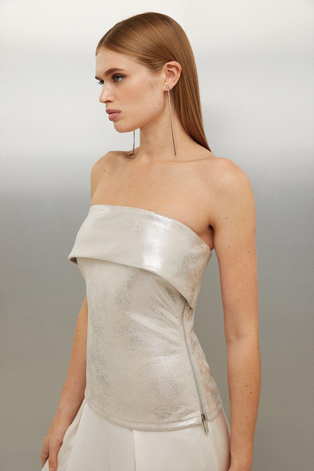 Metallic Ponte Tube Top | Karen Millen