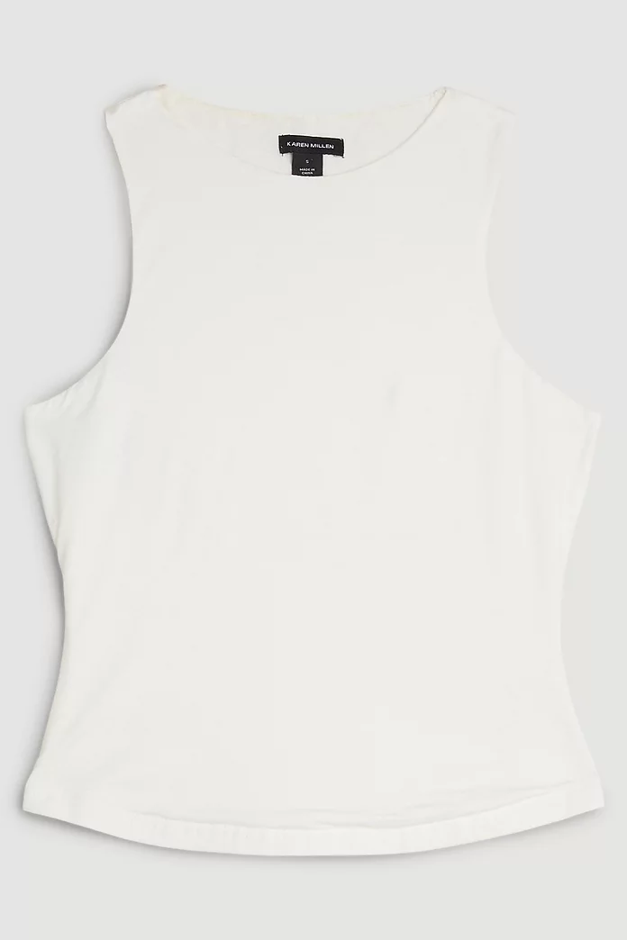 Stretch Cotton Racer Tank Top | Karen Millen Stretch Cotton Racer Tank Top | Karen Millen