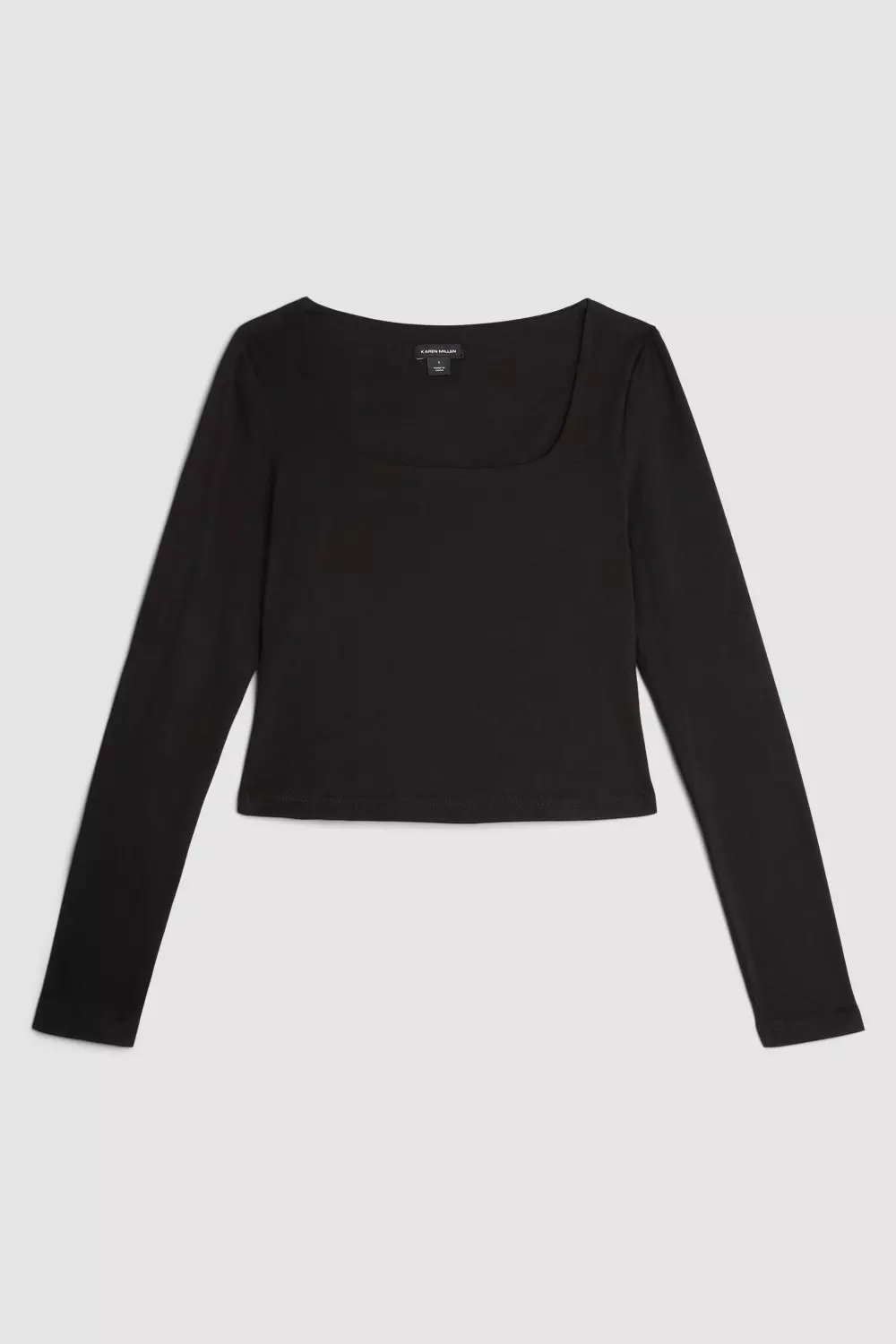 Stretch Cotton Square Neck Top | Karen Millen