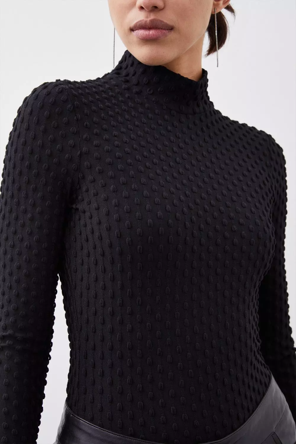 Jersey roll neck top hotsell