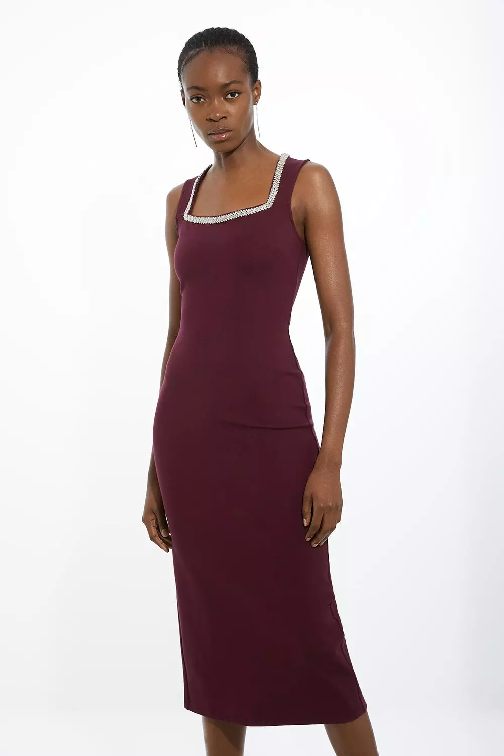 Green Diamante Trim Ponte Midi Dress alternative image